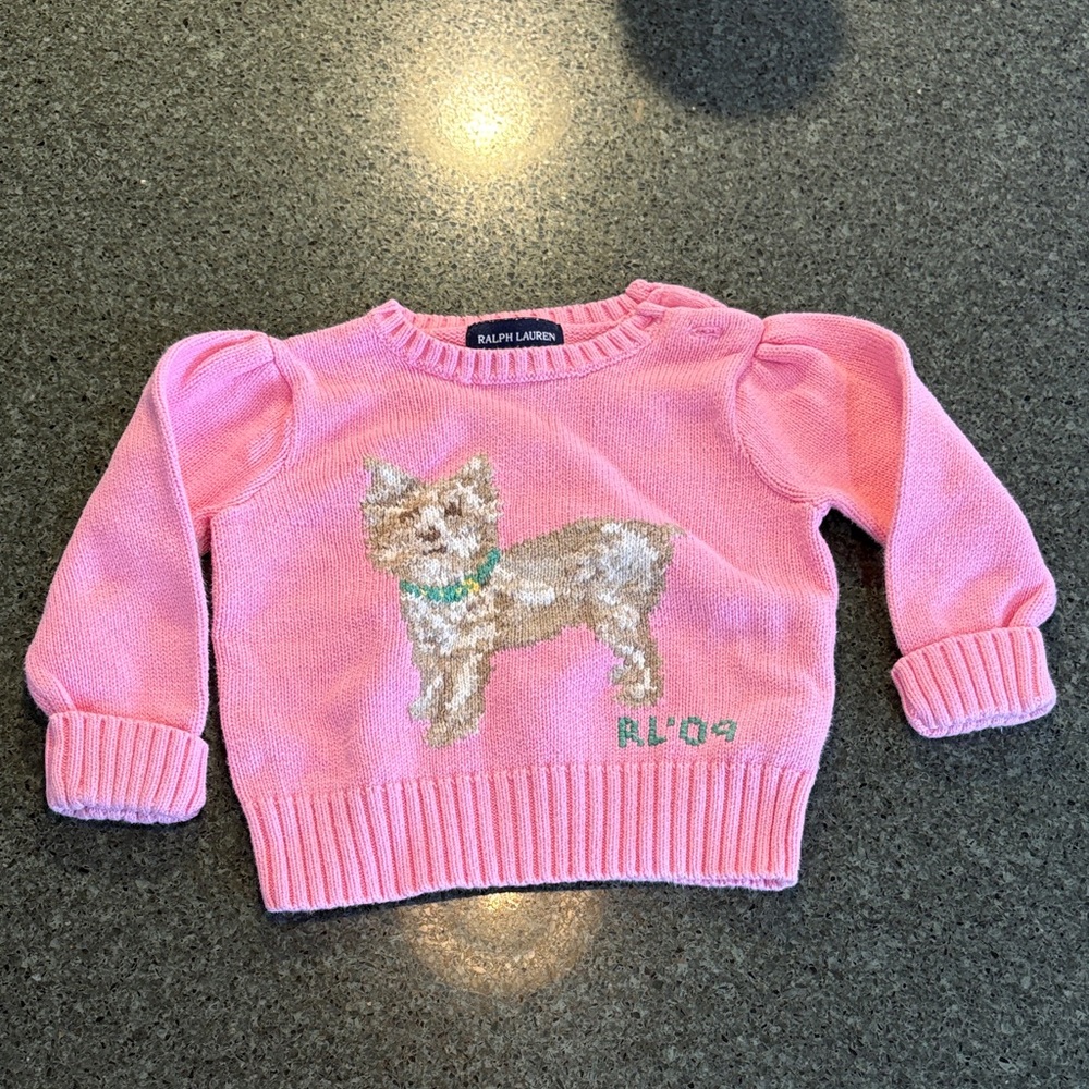 Ralph Lauren Pink Sweater with Dog Motif